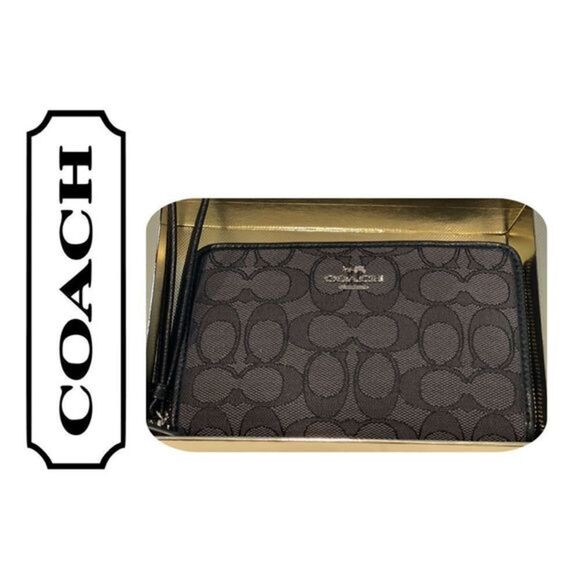 ‎Coach Signature Black Wristlet - Picture 1 of 3